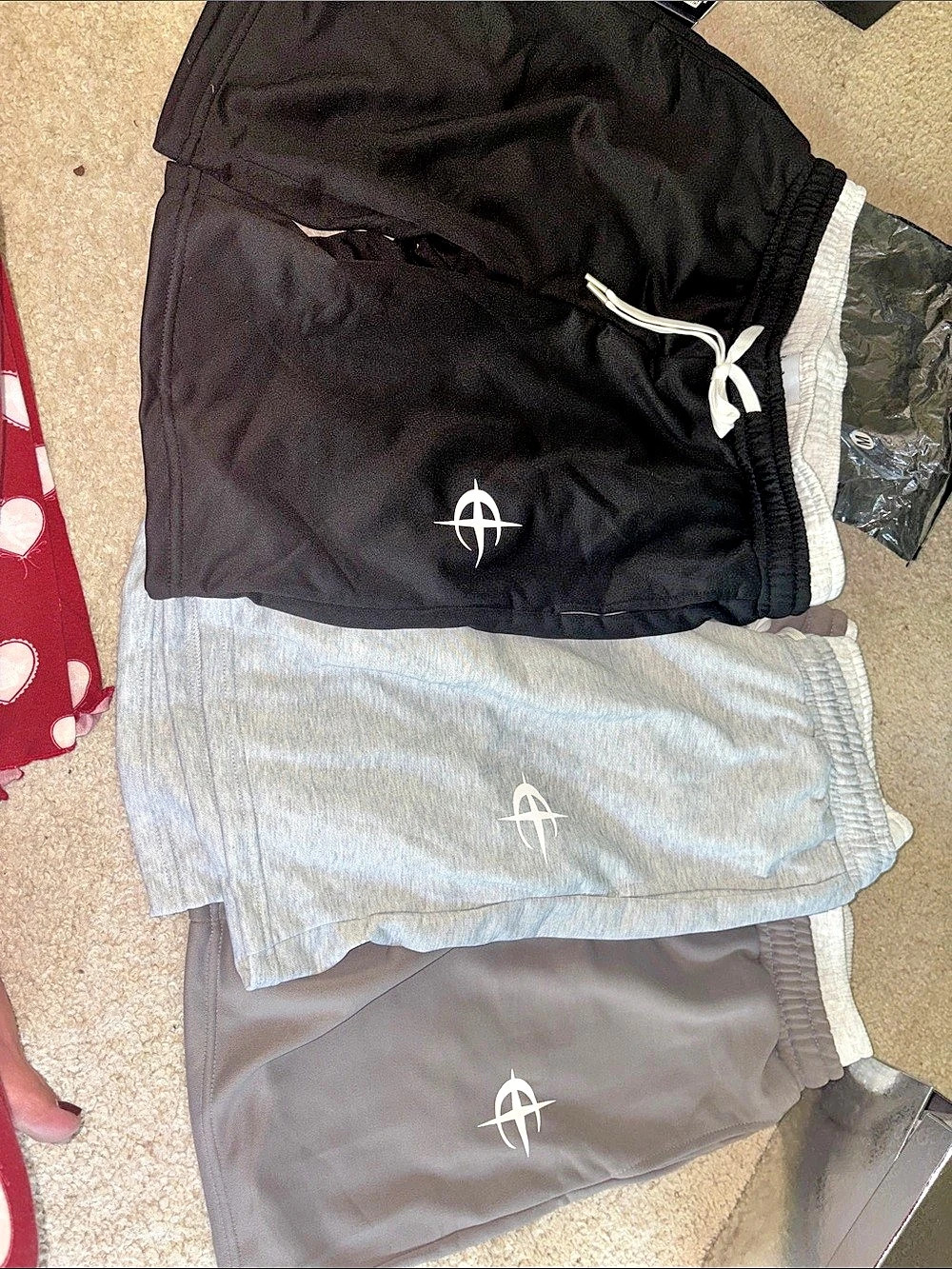 Athletic Shorts 3-Pack in Black & Gray and Brown Size Medium
